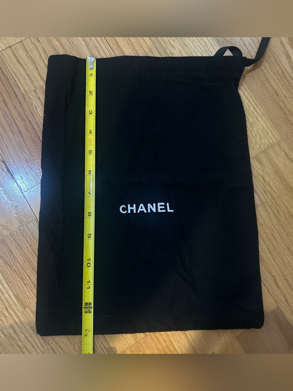 CHANEL Black Drawstring Dust Bag with White Logo